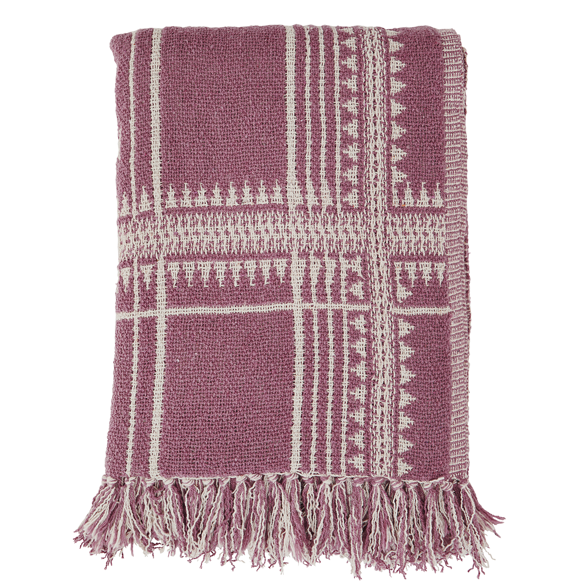 Woven throw w/ fringes