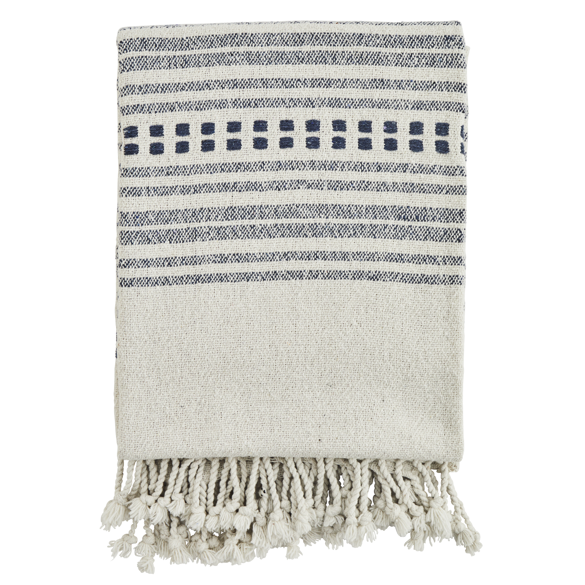 Striped woven throw w/ fringes