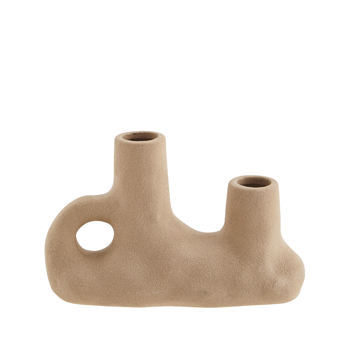 Stoneware vase w/ double opening